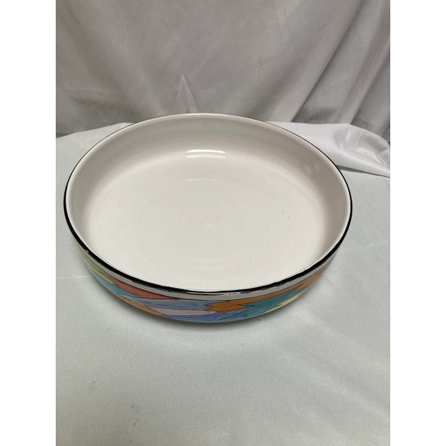 Vintage large Italian L'Antica di DeZutq Italian Pottery serving bowl. This from the mid century modern era its hand painted.