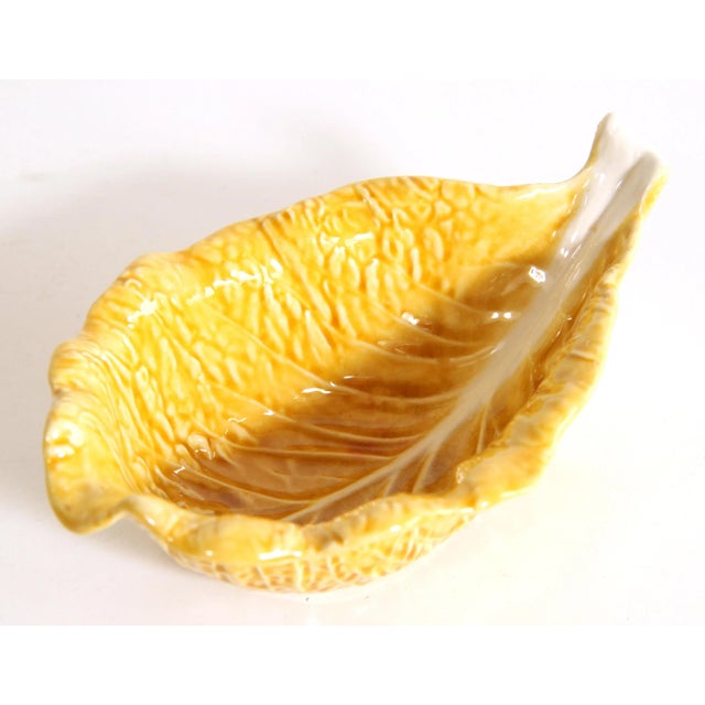 Secla Vintage Trompe l'Oeil Yellow Cabbage Leaf Bowl by Secla of Portugal For Sale - Image 4 of 7