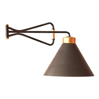 Black and Gilt Articulated Wall Light by Rene Mathieu for Lunel, 1950s For Sale