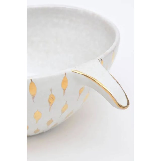 Vintage Italian Aldo Londi for Bitossi Ceramic Bowl With Gold Feather Plume Design, 60's For Sale - Image 10 of 11