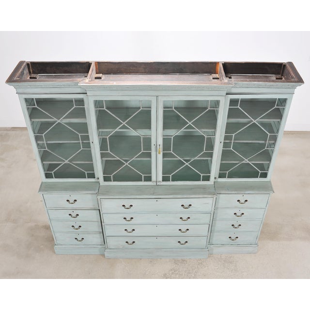 19th Century Georgian Astral Glazed Painted Bookcase With Secretary For Sale - Image 9 of 18