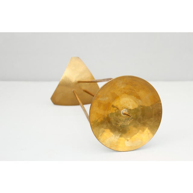 Bauhaus Floor Candleholder in Brass by Alfred Schäfter, Germany, 1930 For Sale - Image 4 of 10