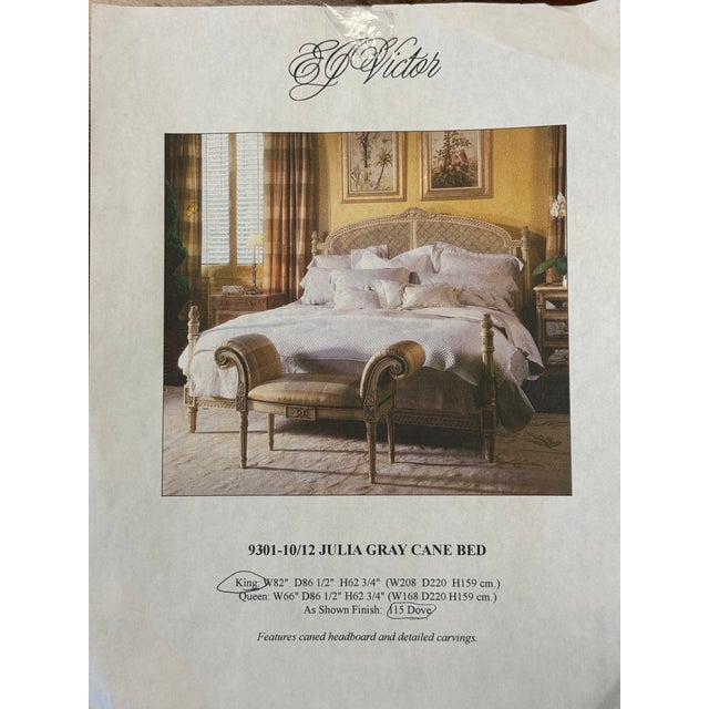 Ej Victor French “Julia Gray” Carved Cane Bed - King Size For Sale - Image 10 of 11