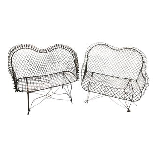 Vintage Wire Garden Settees- A Pair For Sale
