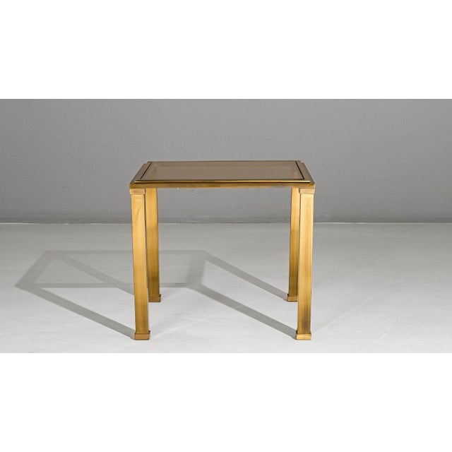 Gold 20th Century French Pierre Vandel Style Brass & Glass Coffee Table For Sale - Image 8 of 18