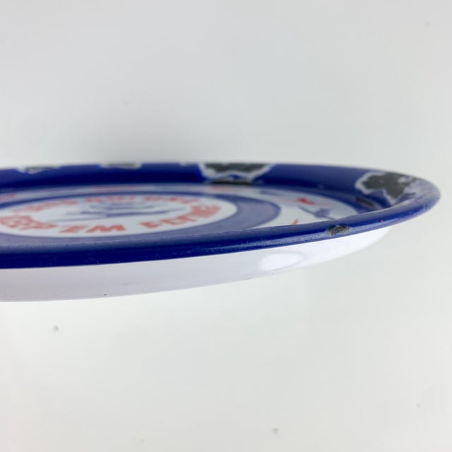 Vintage Patriotic u.s.a. Ww II Porcelain Navy Flyer Pilot Airplane War Time Tray For Sale - Image 4 of 11
