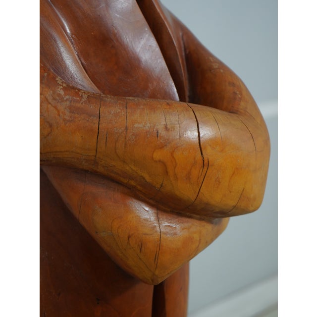 Wood Life Size Modern Design Woman Wood Carved Sculpture Statue - Signed GPN For Sale - Image 7 of 11