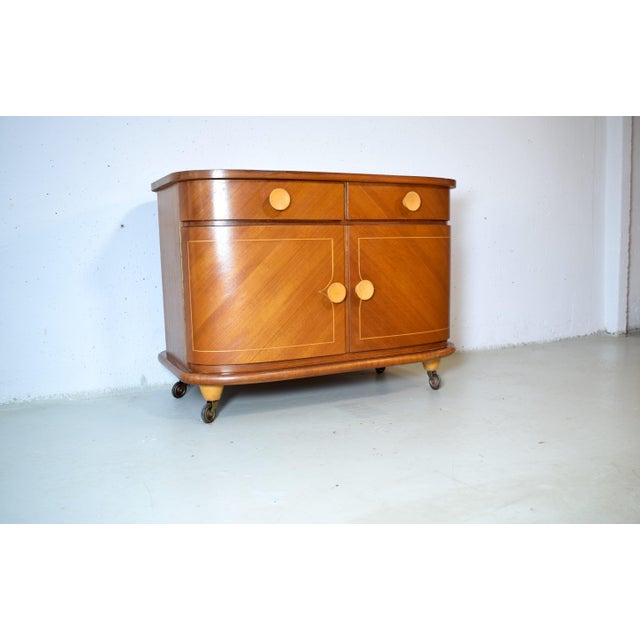 Brown Art Deco Dresser on Wheels, 1930s For Sale - Image 8 of 8