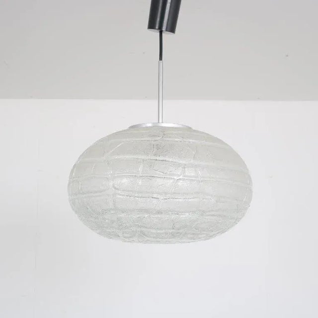Silver Glass Hanging Lamp by Doria Leuchten, Germany, 1960s For Sale - Image 8 of 10