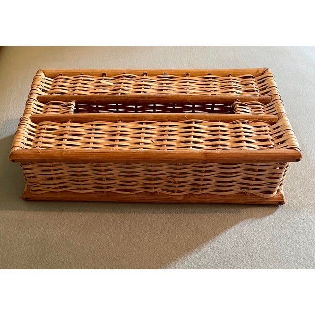 1970s Vintage Pencil Edged Woven Tissue Box Cover For Sale - Image 5 of 7