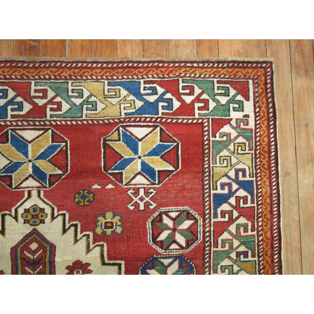 A geometric tribal looking Caucasian shirvan rug from the early part of the 20th century. 3'6'' x 5'6'' Antique Caucasian...