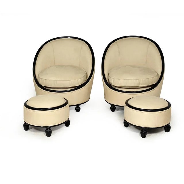 French Art Deco Salon Chairs in the Style of Ruhlman, 1925, Set of 4 For Sale - Image 3 of 12