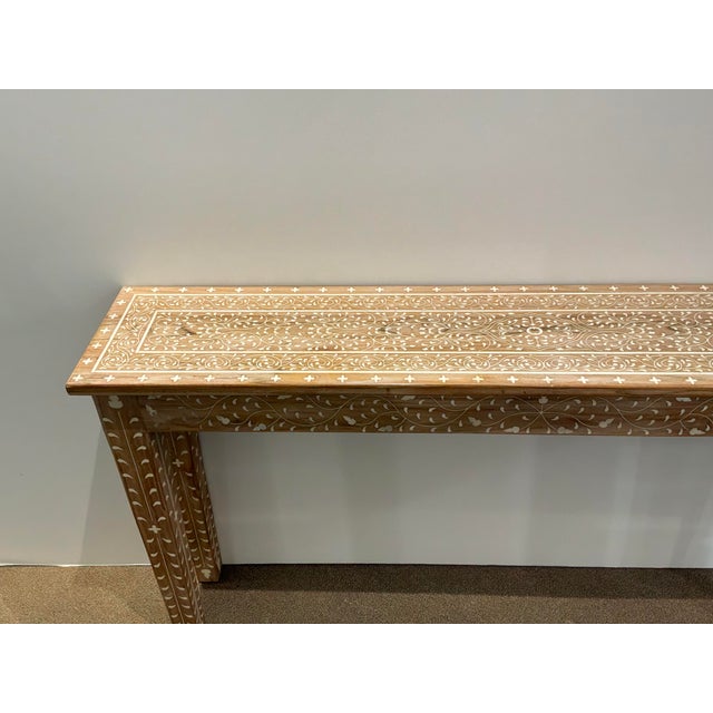 Contemporary Made Goods Co Tamsin Teak & Bone Console For Sale - Image 3 of 9