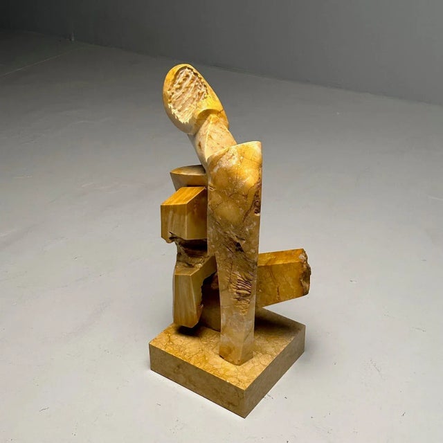 Burnt Orange Mid-Century Modern Abstract Marble Sculpture / Statue, Signed and Dated, 1983 For Sale - Image 8 of 12