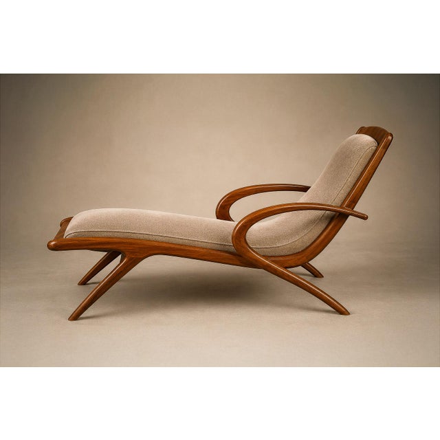 Rare Brazilian Modern Chaise Lounge in Caviúna and Mohair, John Graz, 1950s For Sale - Image 14 of 18