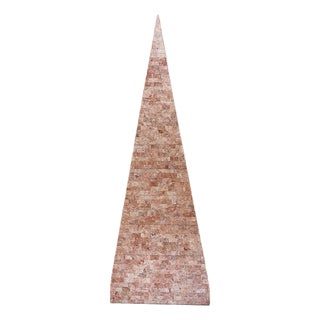 1980s Maitland Smith Obelisk Pyramid Tessellated Tall Chest of Drawers Finished on All Sides (Plaque Inside Drawer) For Sale