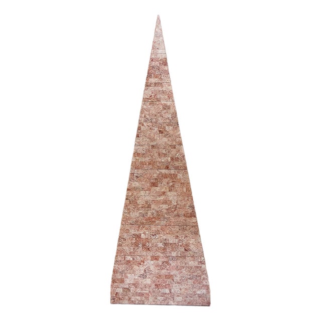 1980s Maitland Smith Obelisk Pyramid Tessellated Tall Chest of Drawers Finished on All Sides (Plaque Inside Drawer) For Sale