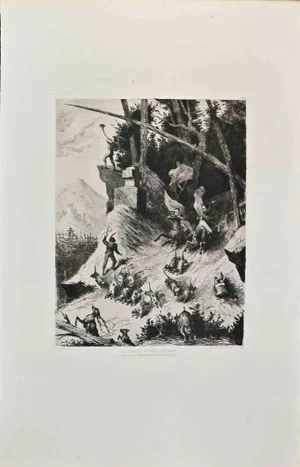 Charles Amédée de Boret, La chasse du Beau Pécopin, Etching, 1870s