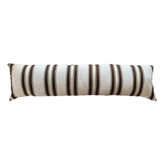 Brown & Ivory Stripe Bolster Pillow Cover For Sale