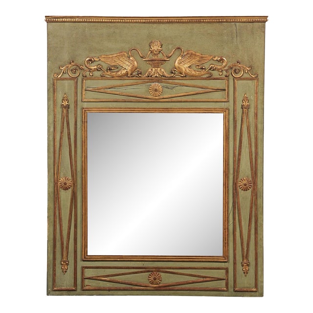 Large 19th C. Trumeau Mirror With Swan Motif For Sale