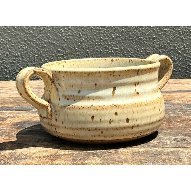 Late 20th Century Vintage Original Studio Pottery Two Handle Bowl For Sale - Image 5 of 12