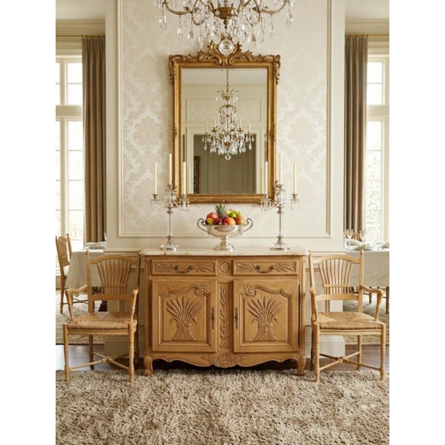 Wood Vintage French Sheaf of Wheat Pale Beige White Wash Rush Seats Dining Arm Side Chairs- a Pair For Sale - Image 7 of 7