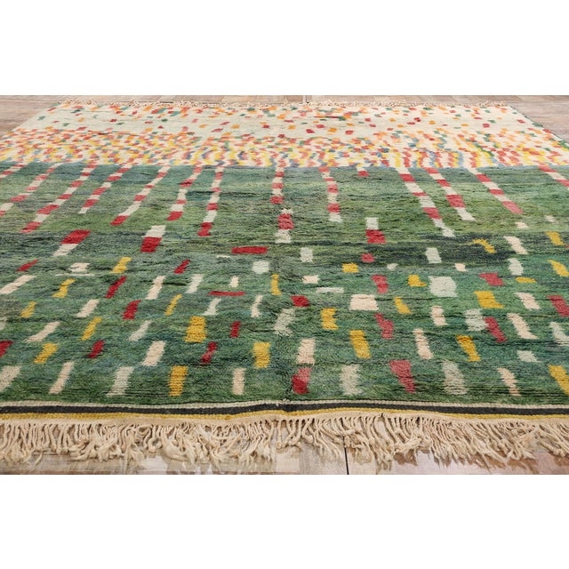 Green Modern Beni Mrirt Moroccan Rug - 11'08 X 14'01 For Sale - Image 8 of 9