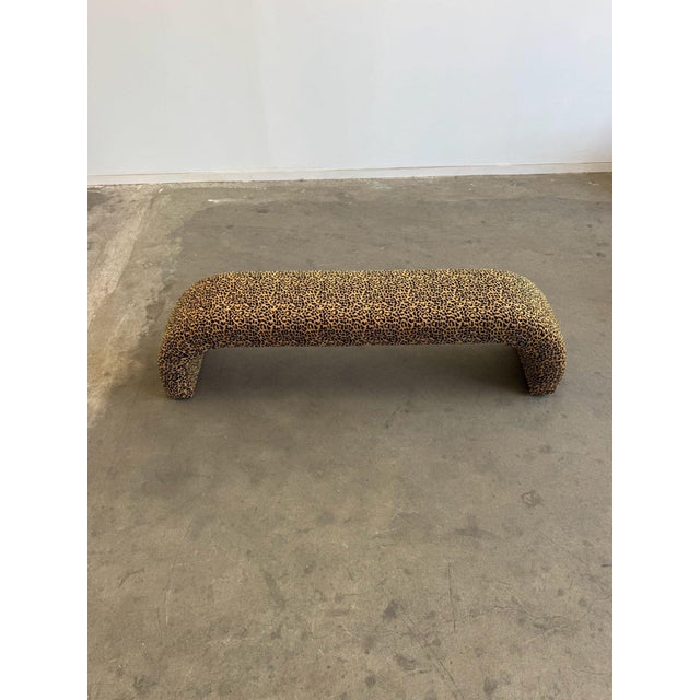 1960s 1960s Custom Made Waterfall Bench in Leopard Fabric For Sale - Image 5 of 9