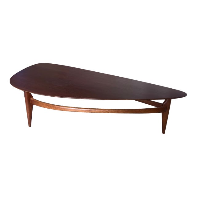 Mid Century Modern Walnut Boomerang Coffee Table by Brown Saltman For Sale