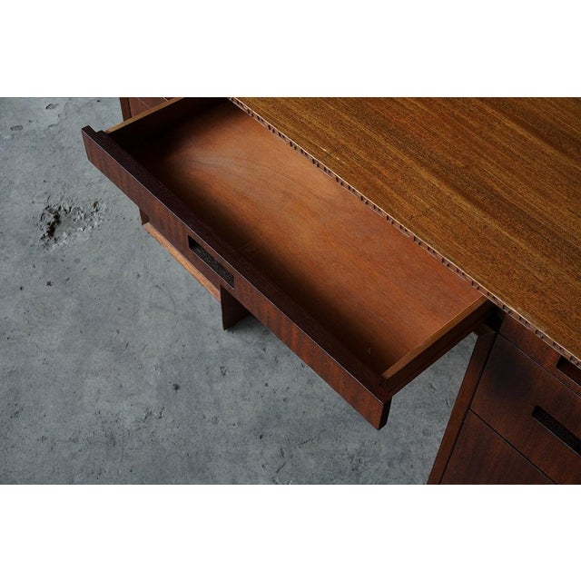 Tan Henredon Taliesin Desk in Mahogany by Frank Lloyd Wright for Heritage, USA, 1950s For Sale - Image 8 of 11