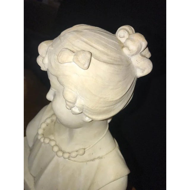 Signed 19th Century Marble Miniature Bust of a Young Girl Signed on Reverse For Sale - Image 11 of 13