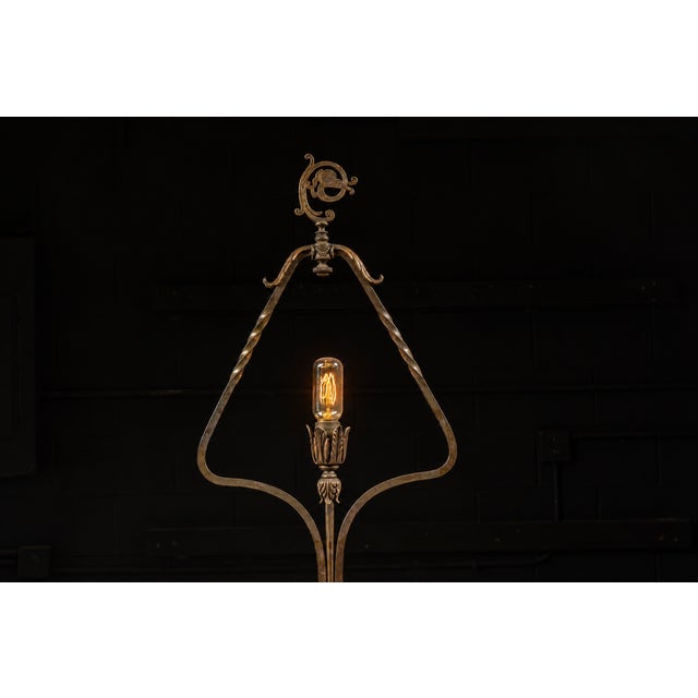 Early 20th Century Antique Brass Lamp With Ashtray Stand For Sale - Image 5 of 8