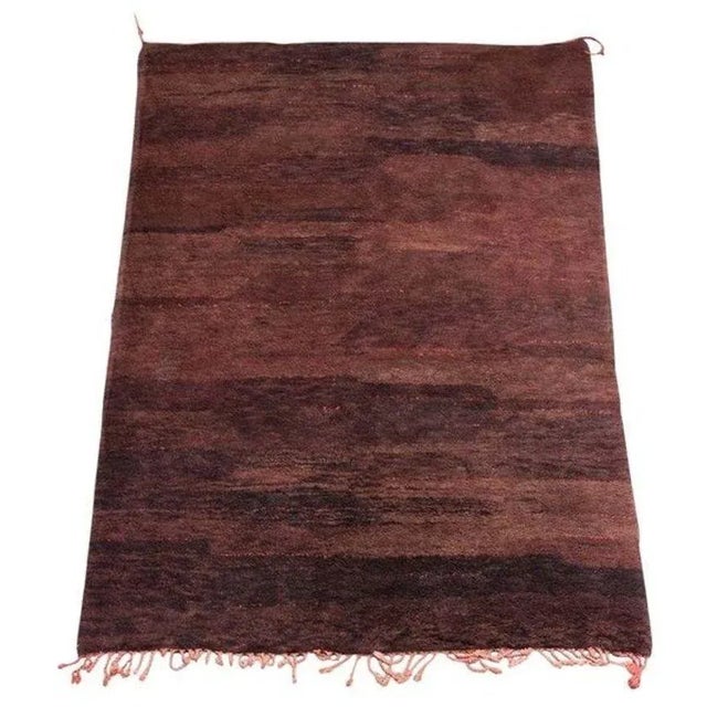 Vintage Moroccan Berber high-pile wool rug, handwoven in Morocco circa 1970s. This one-of-a-kind tribal rug features an...