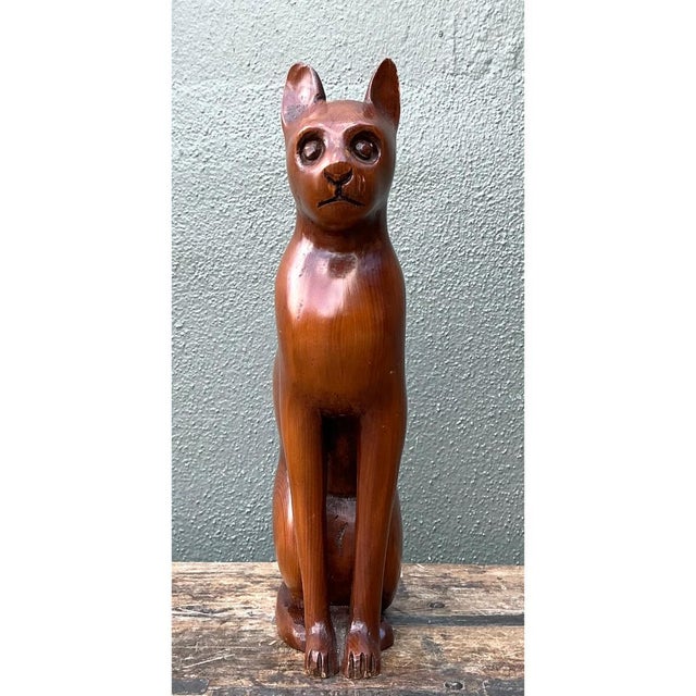 Vintage Carved Wood Cat For Sale - Image 9 of 13