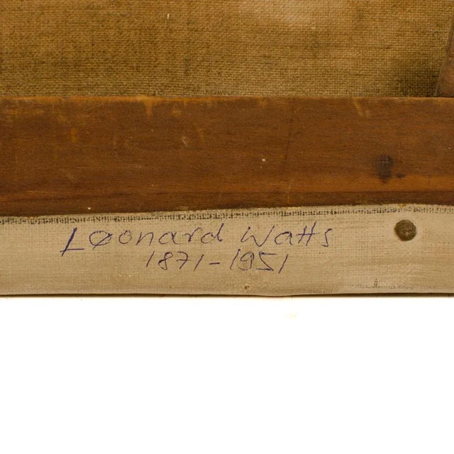 Leonard Watts (British, b. 1871 - d. 1951) "Boy with Violin" oil painting. Oil on canvas, signed lower right. - Unframed