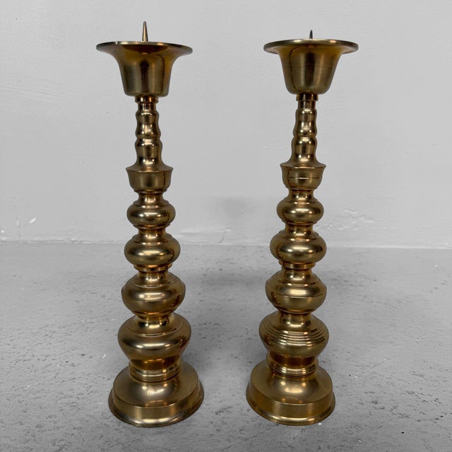 Gold Japanese Shinto Altar Candlesticks, 1950s, Set of 2 For Sale - Image 8 of 10