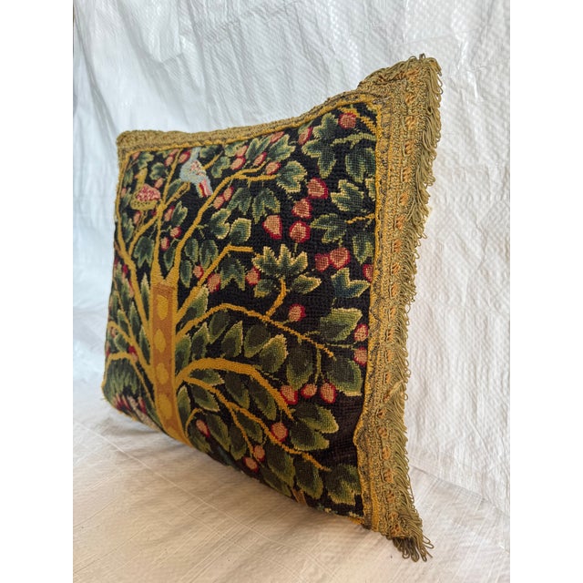 This exceptional early 17th century English needlepoint tapestry pillow dates to circa 1600 and exemplifies the refined...