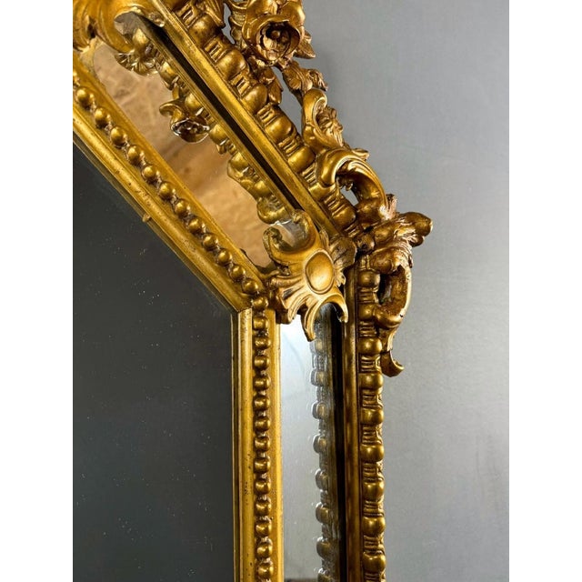 Antique 19th Century Louis XV Octagonal Mirror in Richly Carved Giltwood For Sale - Image 11 of 11