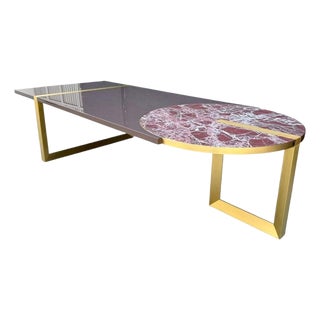 Baxter “Selene” Dining Table by Hagit Pincovici, Brass & Marble, Italian Modern For Sale