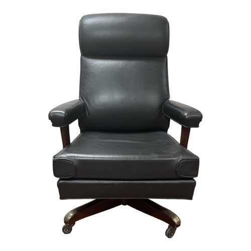 Vintage Black Leather Executive Lounge Chair by Stow Davis