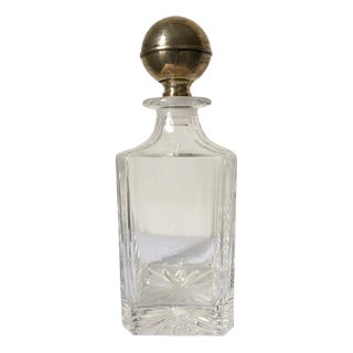 Italian Crystal Bottle with Silver Stopper, 1990s For Sale