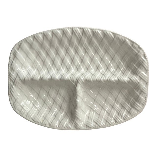 Vintage Ceramic Basketweave Platter-Neuwirth For Sale