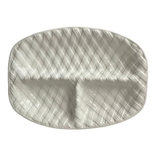 Vintage Ceramic Basketweave Serving Dish- Portugal For Sale