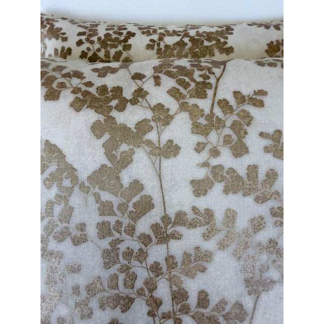 Pair of Custom White Pillows W/ Fern Botanical Design For Sale In Los Angeles - Image 6 of 11