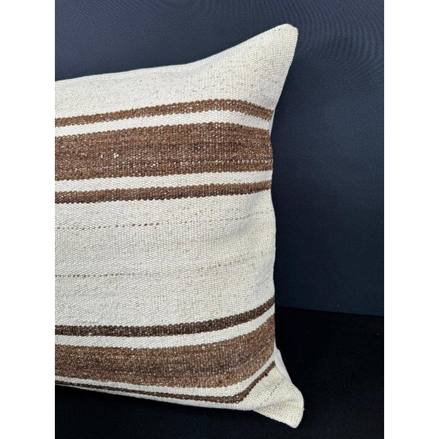 Contemporary Turkish Hemp Pillow Cushion Natural Beige Brown Cushion Cover 20"x20" For Sale - Image 3 of 4