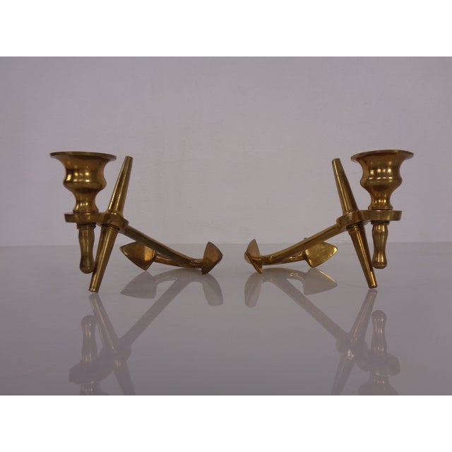 Hollywood Regency Maritime Anchor Candlesticks in Brass, Germany, 1960s, Set of 2 For Sale - Image 3 of 18