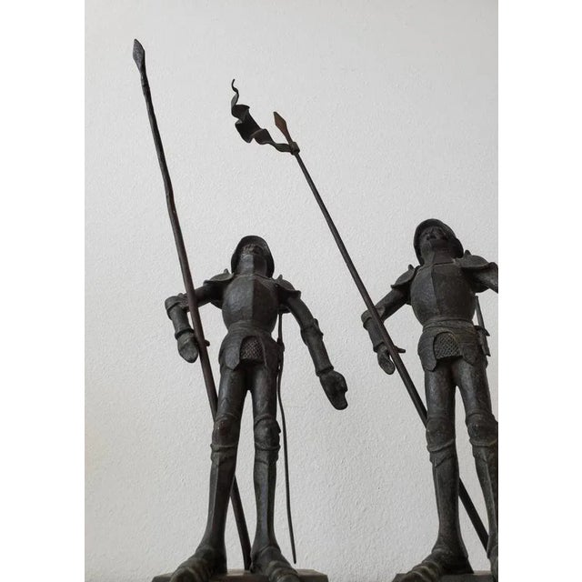 Gothic Antique European Medieval Knight Iron Figures - a Pair For Sale - Image 3 of 11