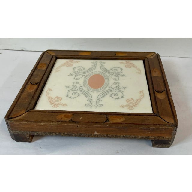 Mid 20th Century Vintage Tile and Wood Trivet For Sale - Image 5 of 7