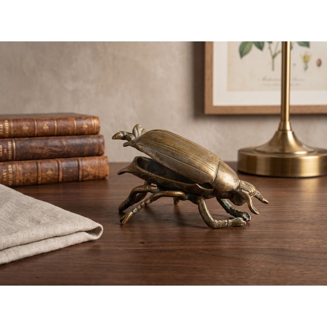 Vintage Cast Brass Beetle Ashtray For Sale - Image 4 of 10