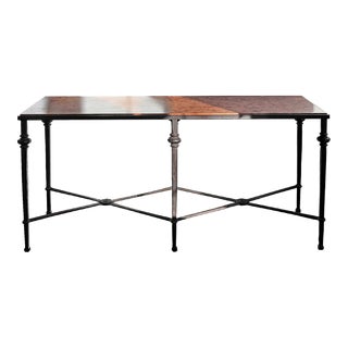 Mid 20th Century Vintage Italian Wrought Iron and Red Sienna Marble Console For Sale
